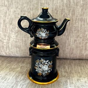 Rare vintage ceramic teapot liqueur decanter made in France, collection 1970.